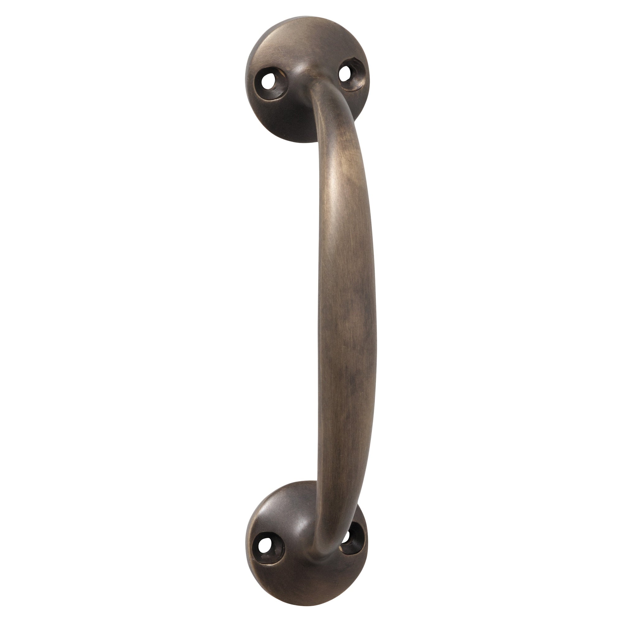 15cm D-Pull Handle w/Round Bases, Antique Brass