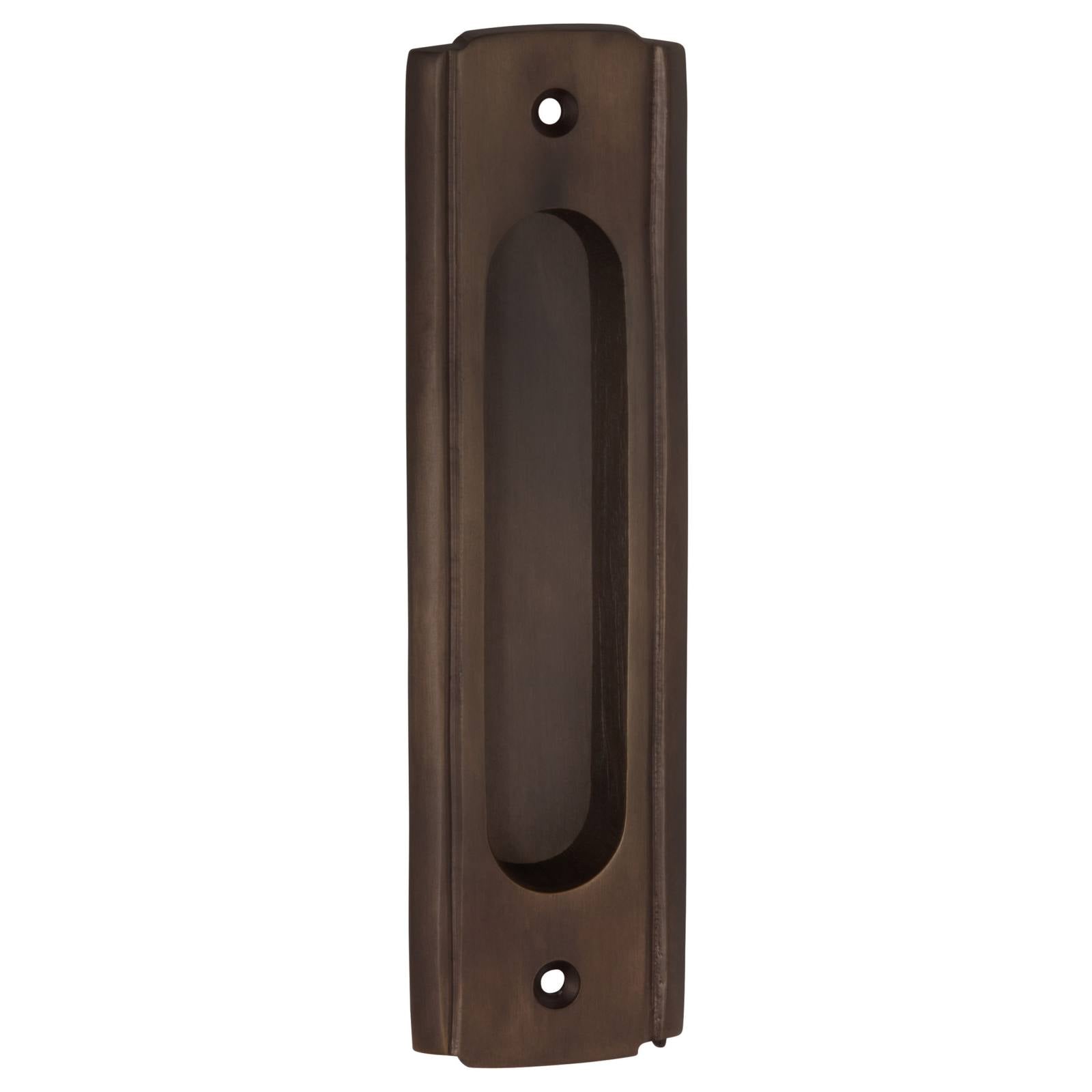 Deco Sliding Door Flush Pull, Antique Brass