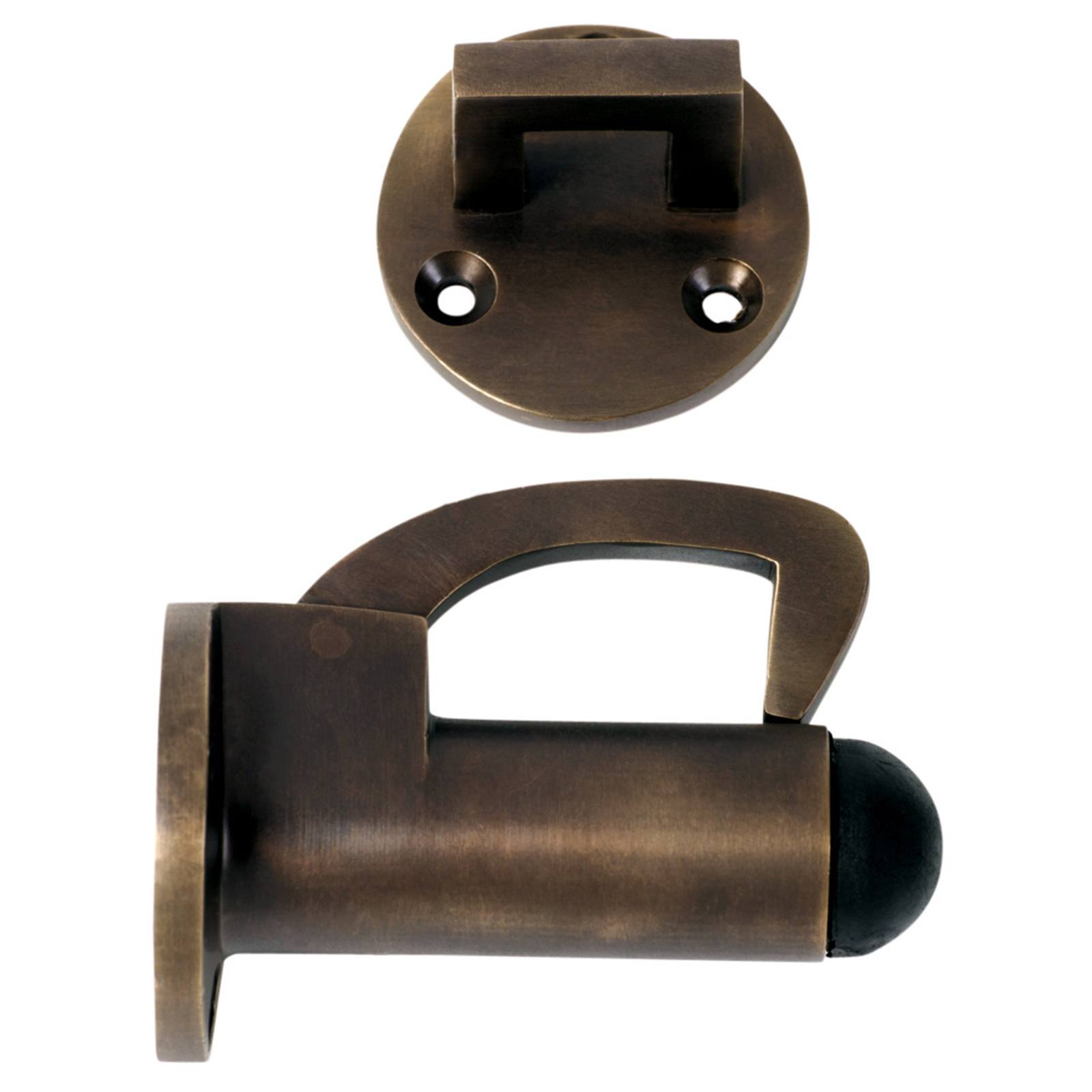 Wall Mount Hook Door Stop, Antique Brass