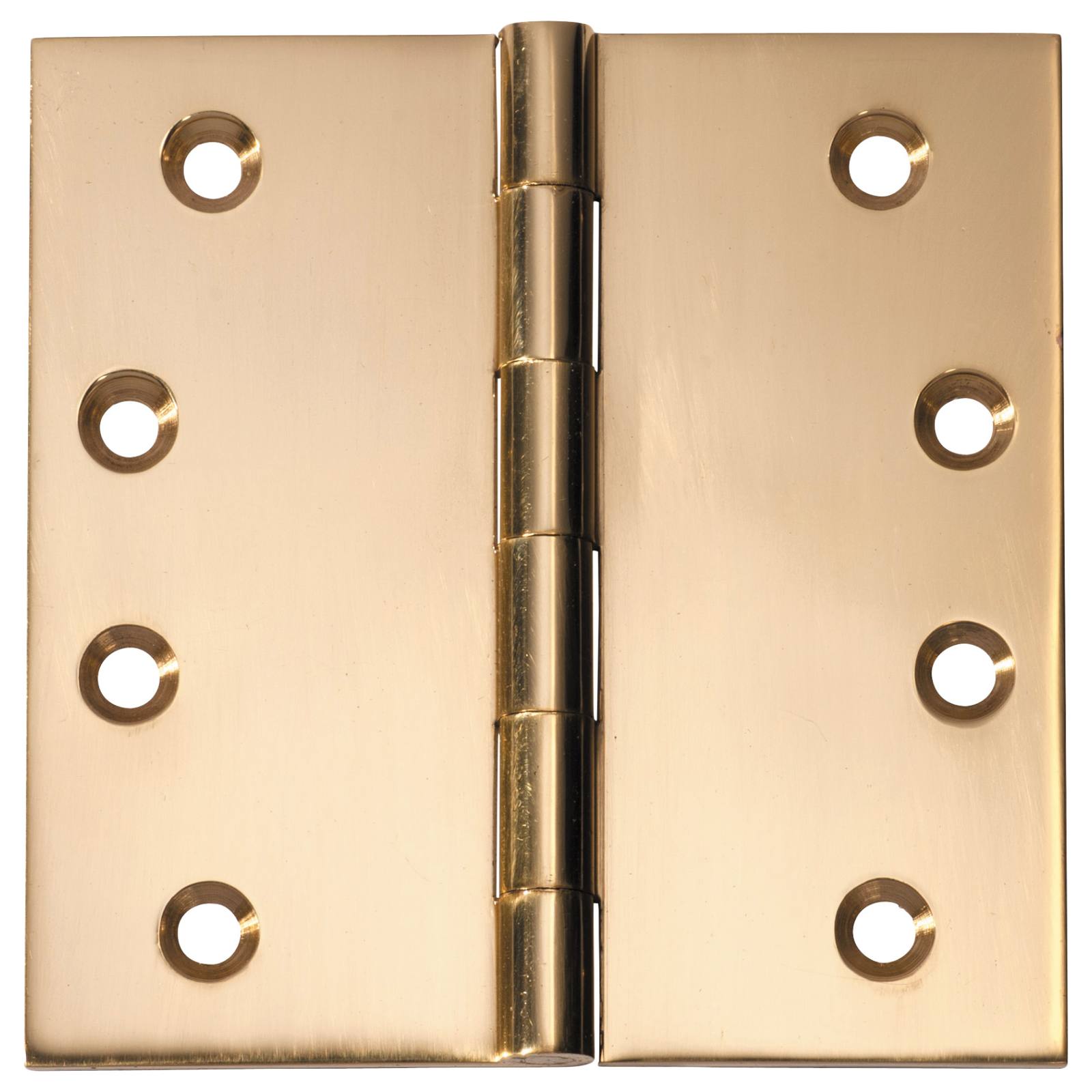 10x10cm Fixed Pin Hinge, Polished Brass