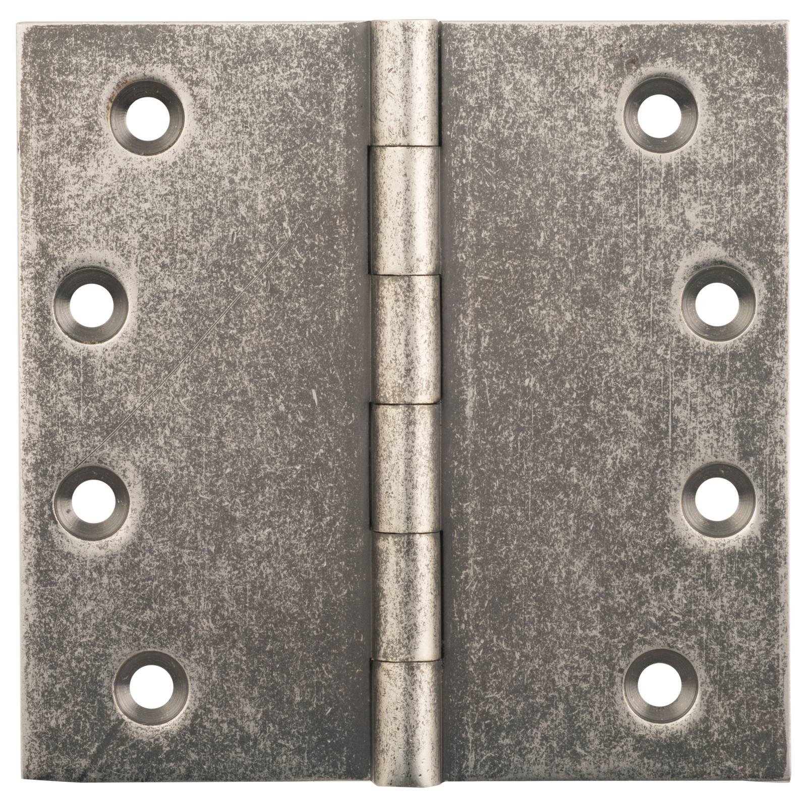 10x10cm Fixed Pin Hinge, Rumbled Nickel