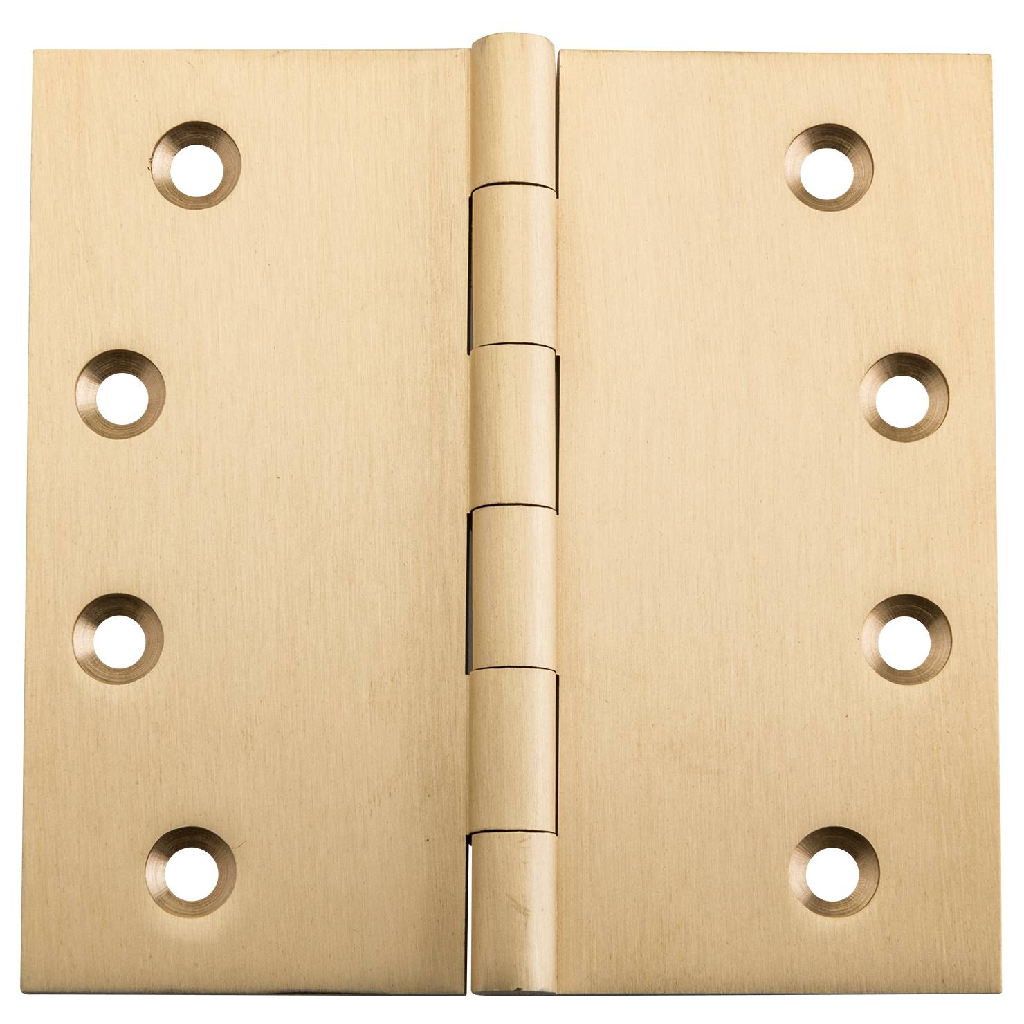 10x10cm Fixed Pin Hinge, Satin Brass