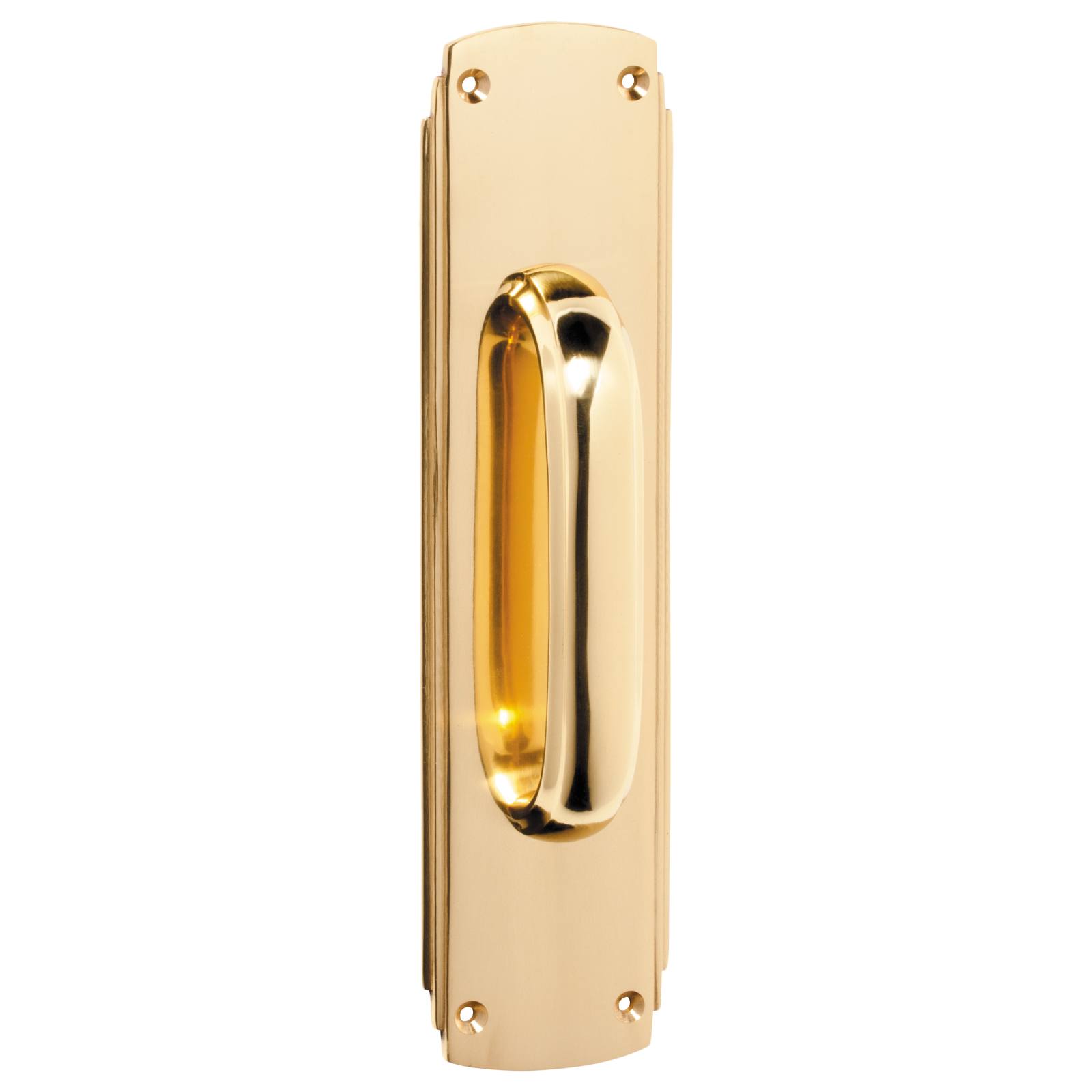 Deco Pull Handle with Backplate, Polished Brass