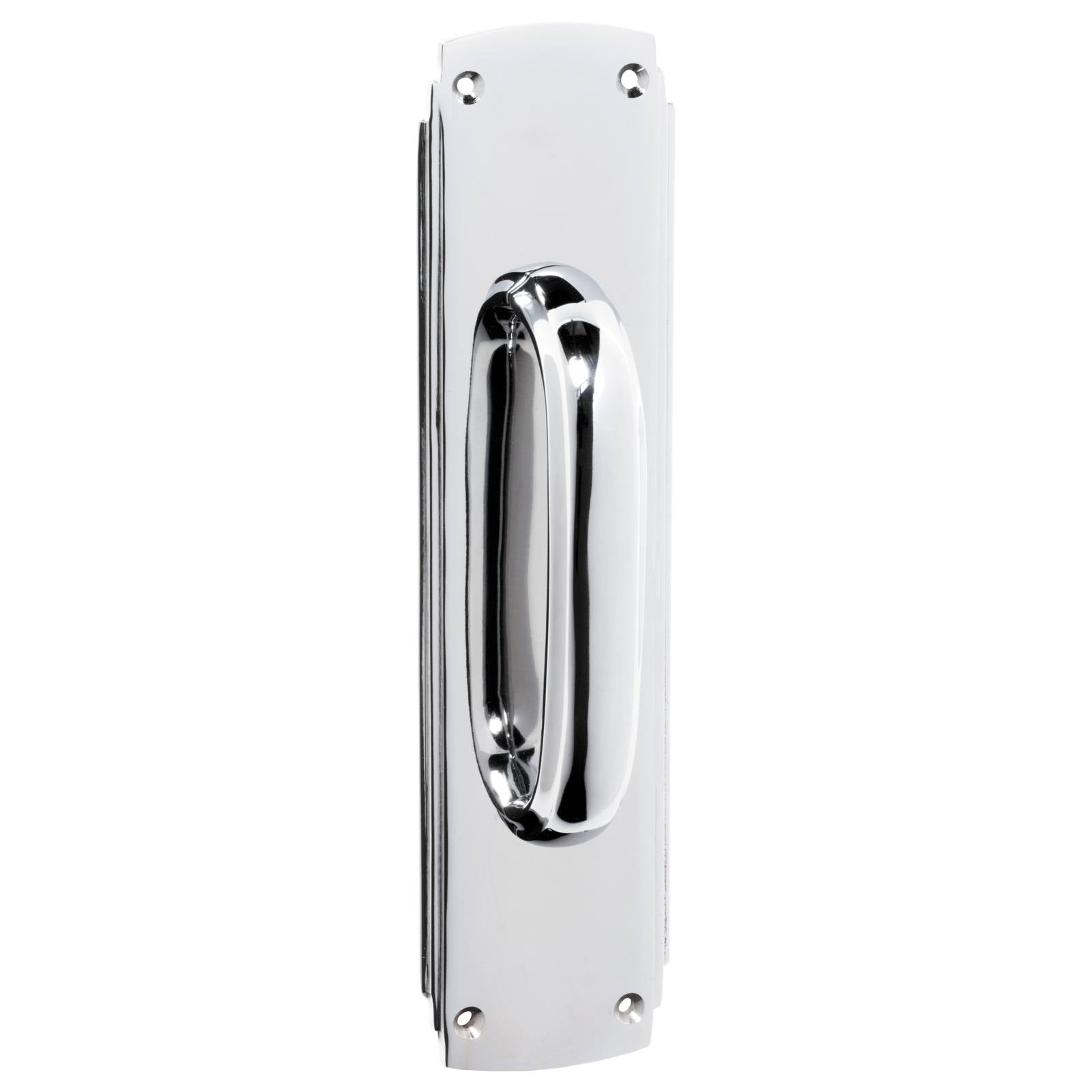 Deco Pull Handle with Backplate, Chrome