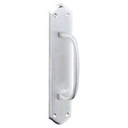 Offset Pull Handle w/Backplate, Satin Chrome