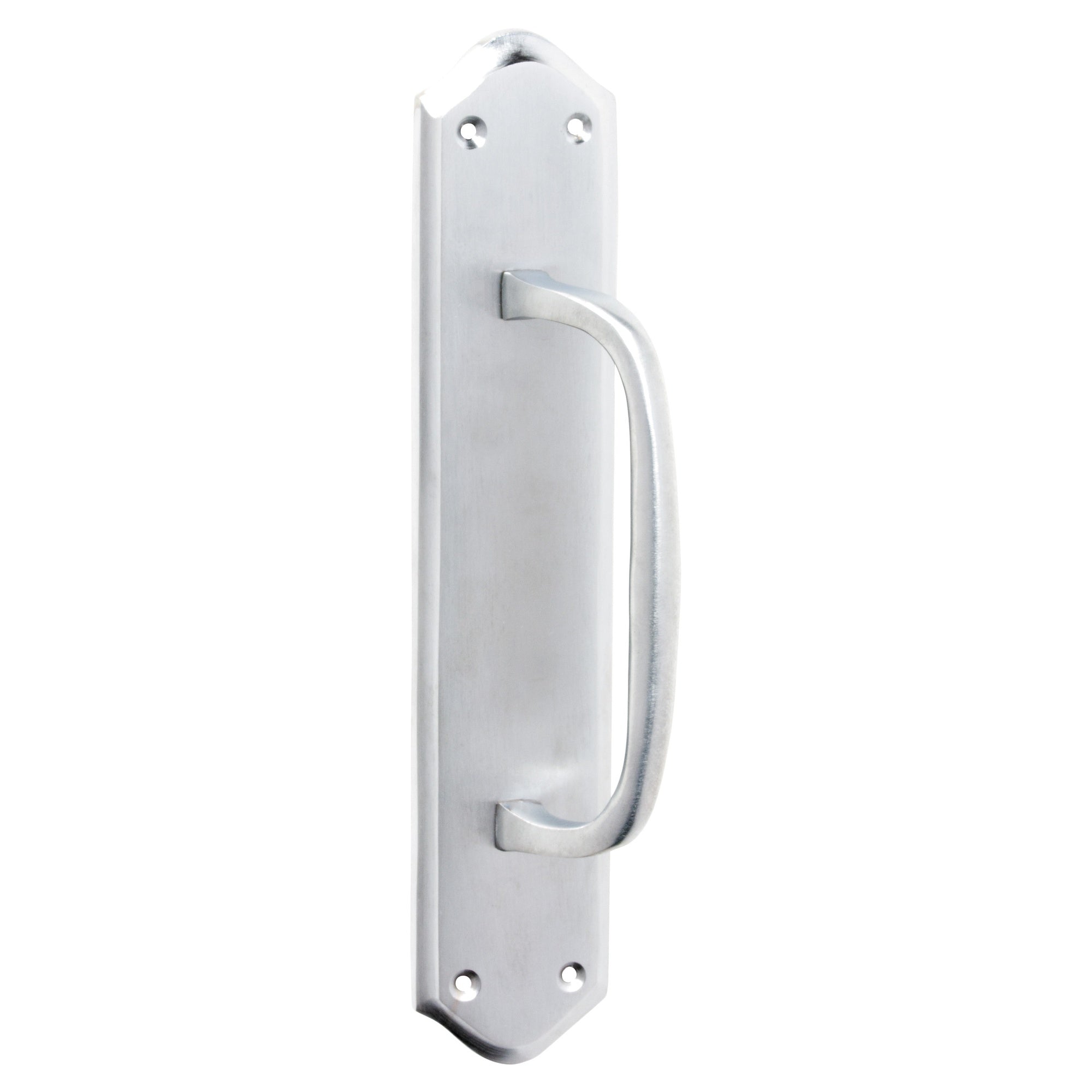 Offset Pull Handle w/Backplate, Satin Chrome