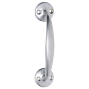 11cm D-Pull Handle w/Round Bases, Satin Chrome