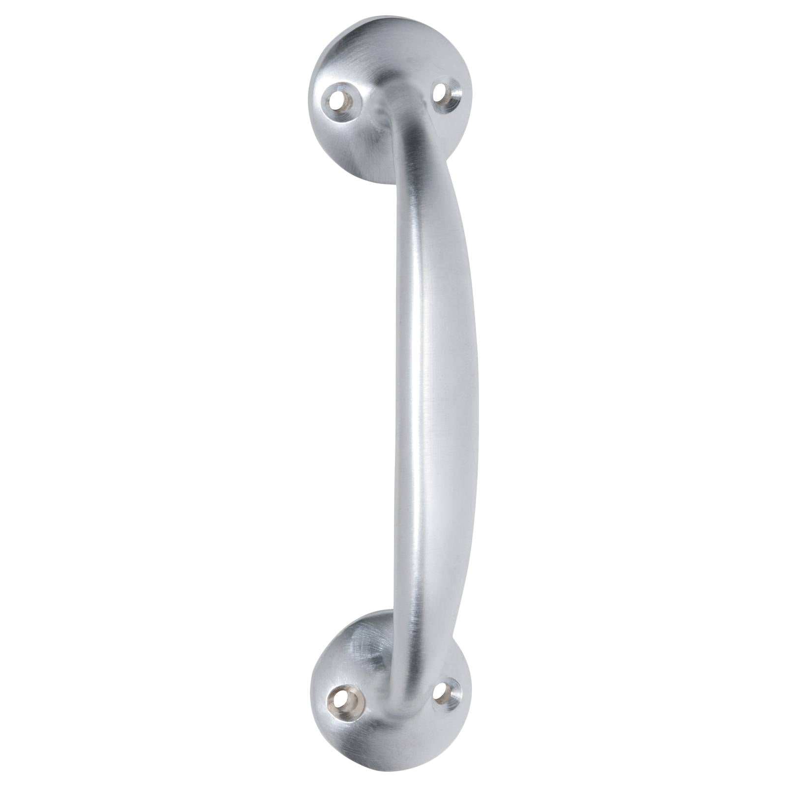 12.5cm D-Pull Handle w/Round Bases, Satin Chrome