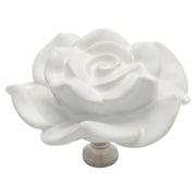 6cm Ceramic Flower Cupboard Knob, White/Chrome