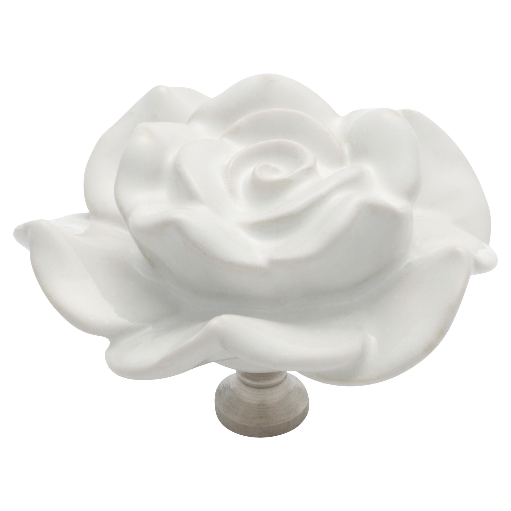 6cm Ceramic Flower Cupboard Knob, White/Chrome