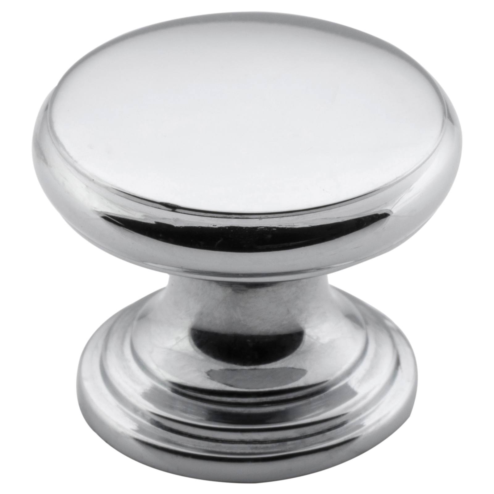 2.5cm Round Flat Cupboard Knob, Chrome