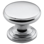 2.5cm Round Flat Cupboard Knob, Chrome