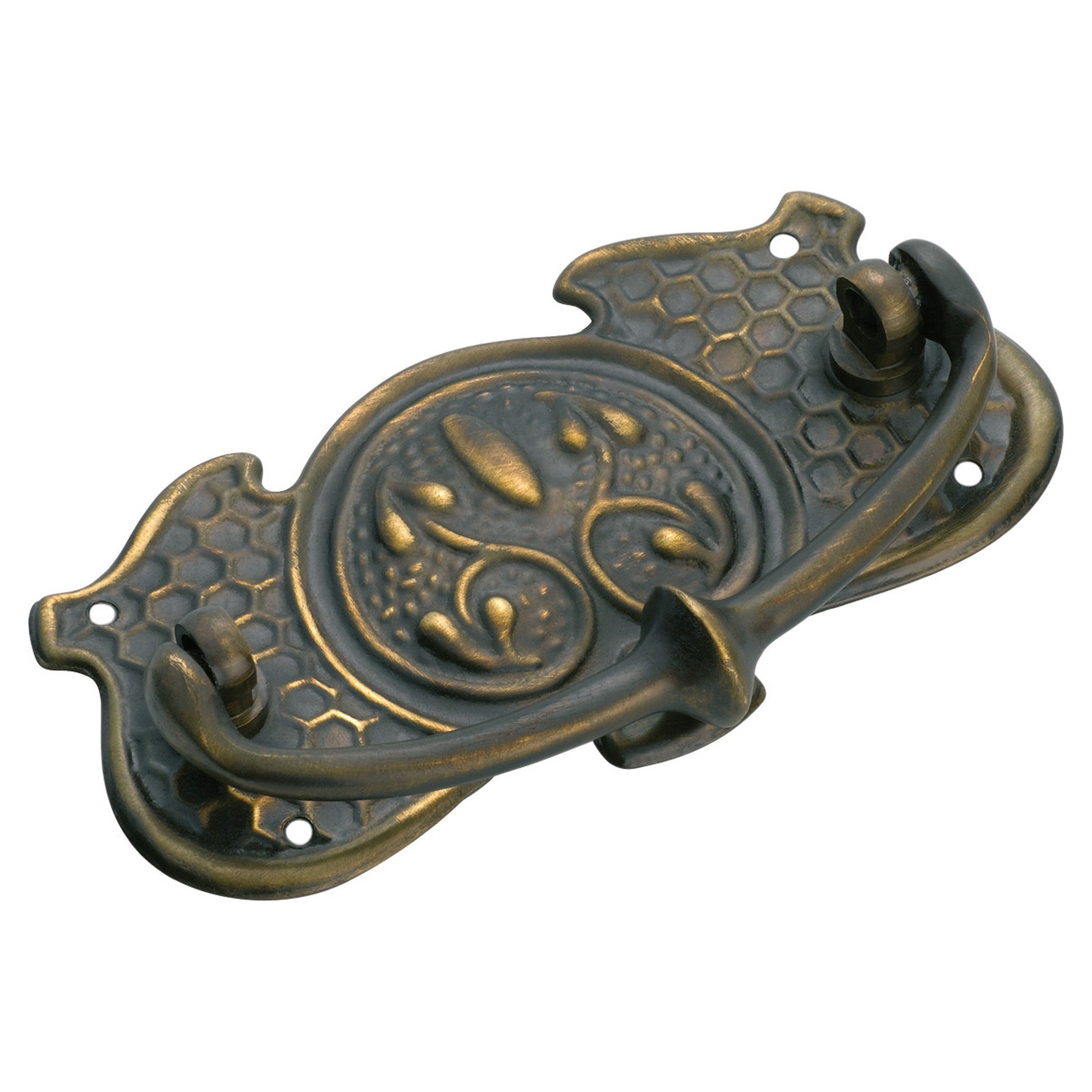 9.5x5cm Pressed Drawer Handle, Antique Brass