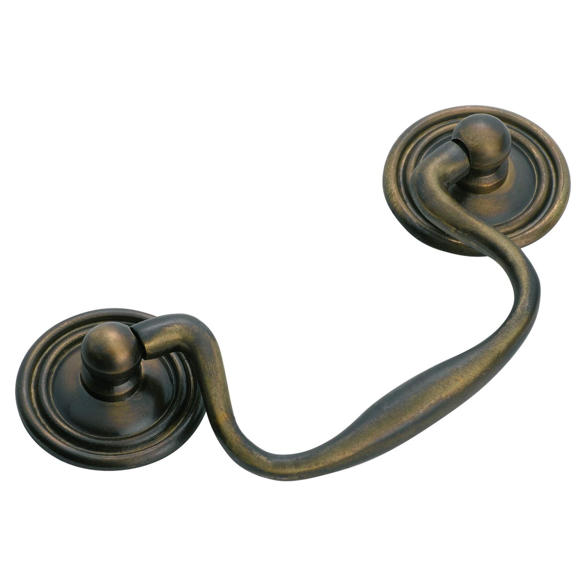 Cabinet Pull Handle Swan Neck CTC80mm, Antique Brass