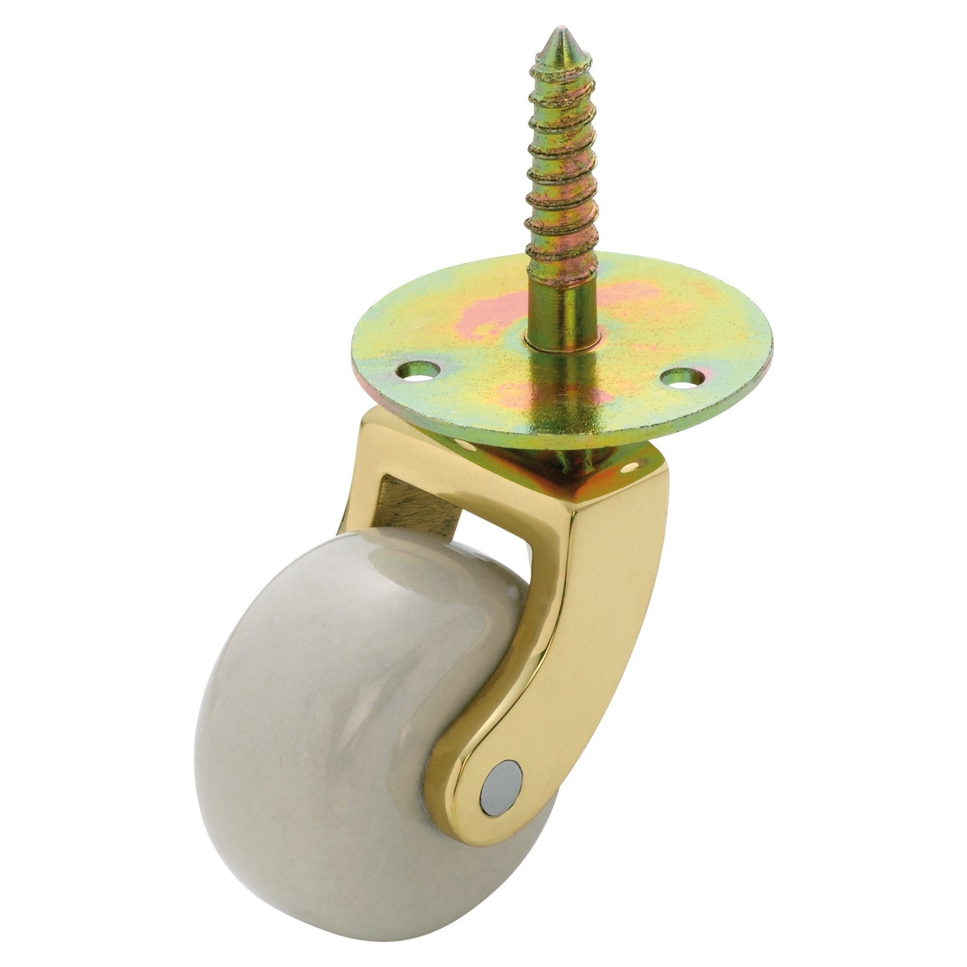 Castor Screw Plate White Porcelain Wheel PB