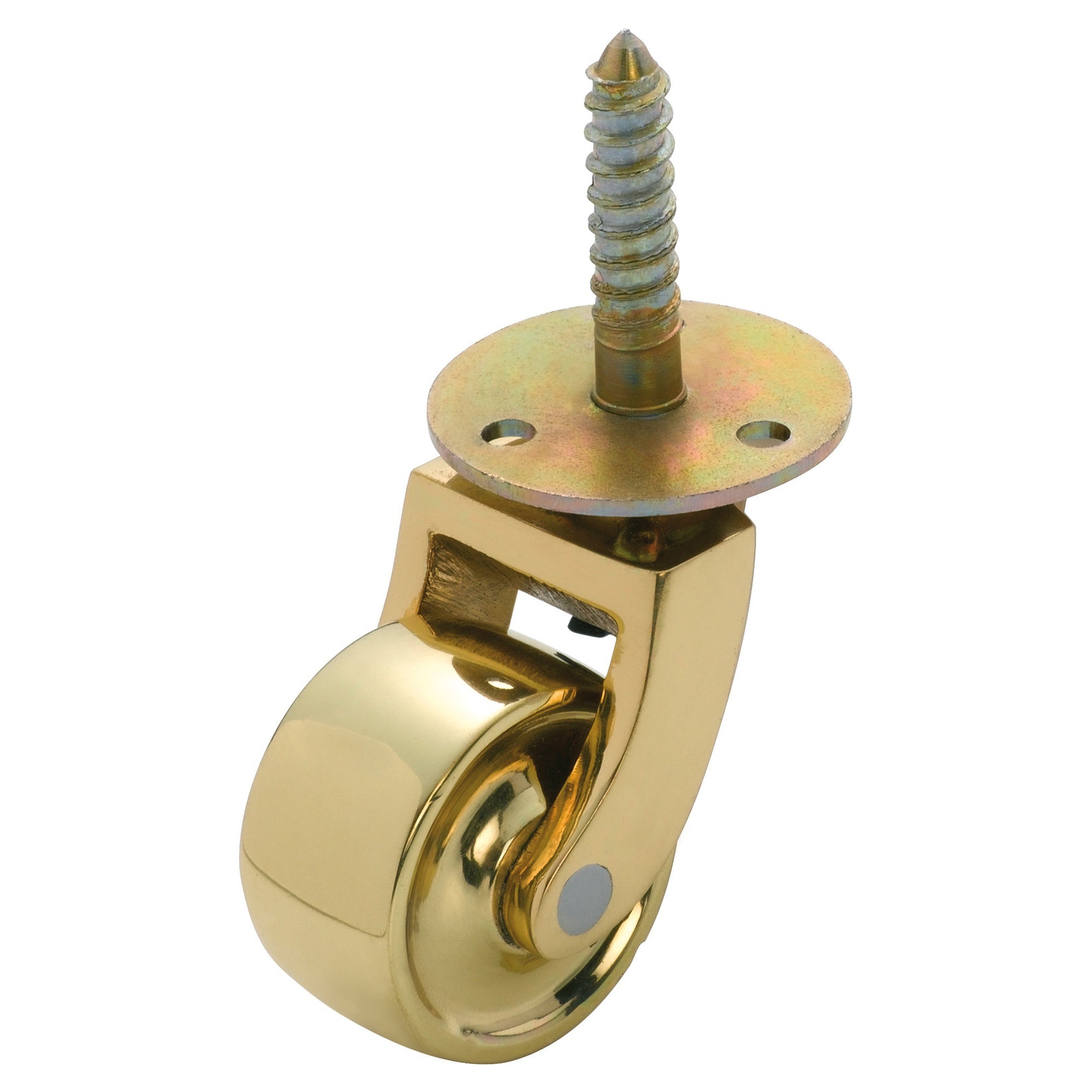 Castor Screw Plate Brass Wheel, Polished Brass