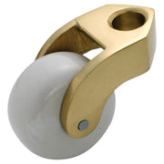 Porcelain Bed Castor Wheel with Hole, White/Brass, Polished Brass & White