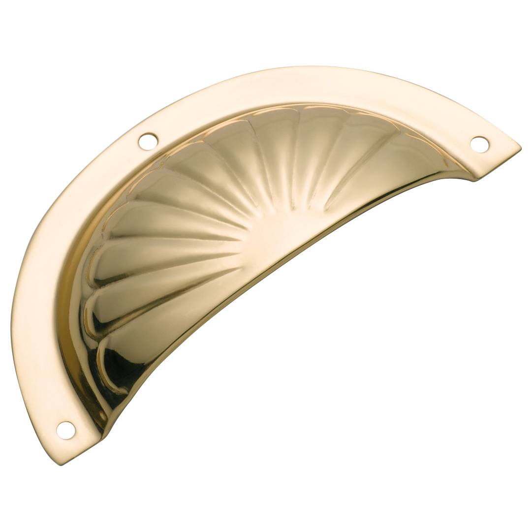 Pressed Fluted Semicircle Drawer Pull, Pol Brass