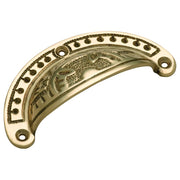 Cast Fancy Semicircle Drawer Pull, Polished Brass