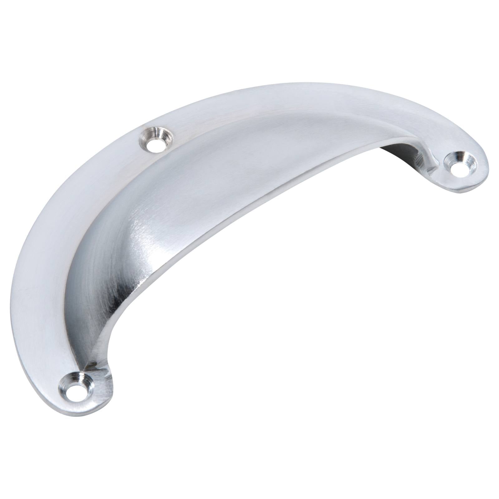 Large Cast Plain Semicircle Drawer Pull, Satin Ch