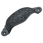 Cast Patterned Drawer Pull, Matte Blk, Matte Black Powder Coated