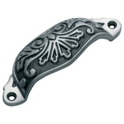 Cast Patterned Drawer Pull, Polished Metal