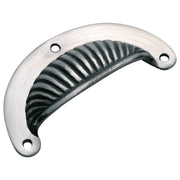 Cast Ribbed Semicircle Drawer Pull, Polished Metal