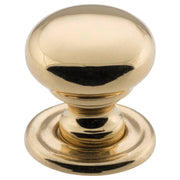 Extra Small Plain Cupboard Knob, Polished Brass