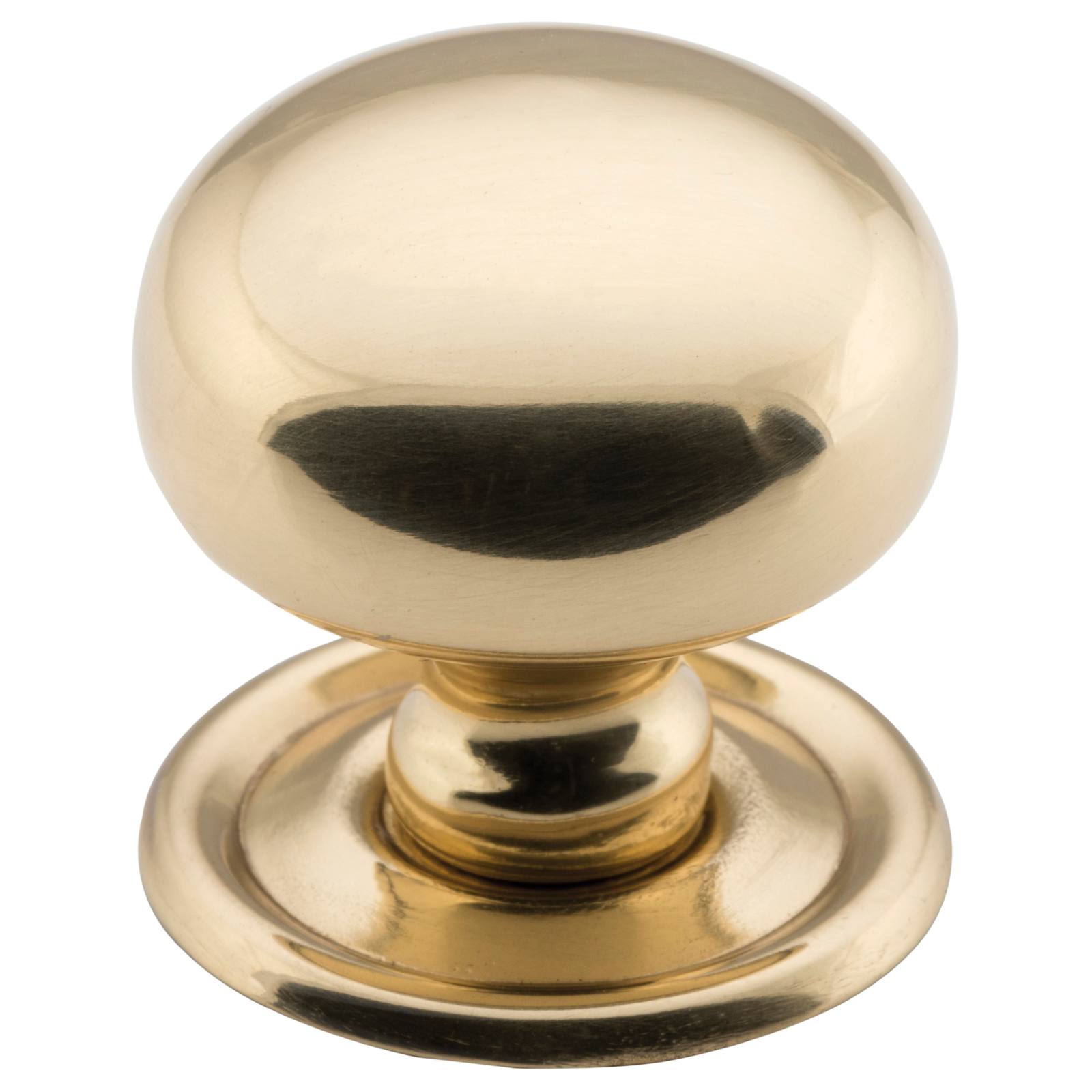 Medium Plain Cupboard Knob, Polished Brass