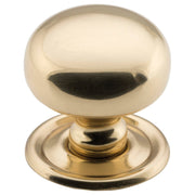 Medium Plain Cupboard Knob, Polished Brass