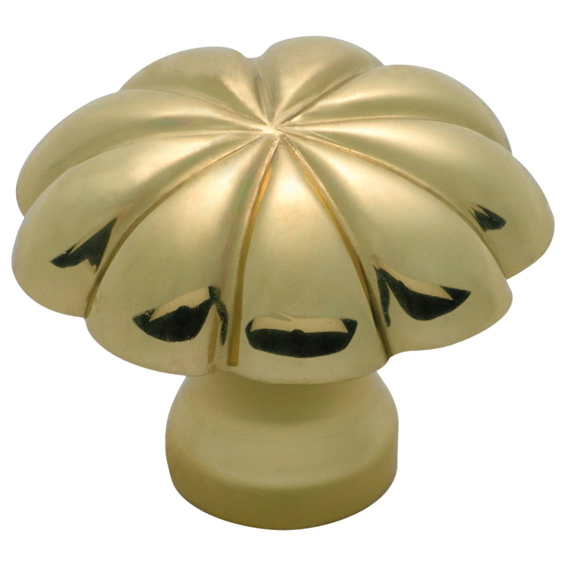 Fluted Cupboard Knob, Polished Brass