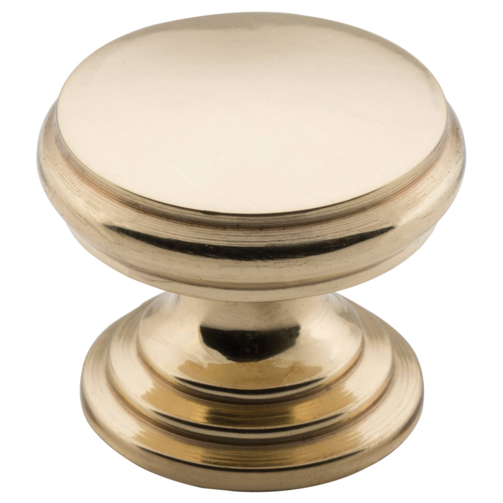 2.5cm Round Flat Cupboard Knob, Polished Brass