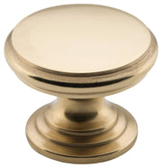 3.2cm Round Flat Cupboard Knob, Polished Brass