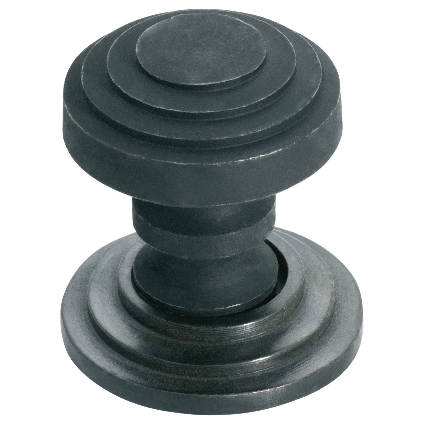 Stepped Cupboard Knob w/Backplate, Antique Finish