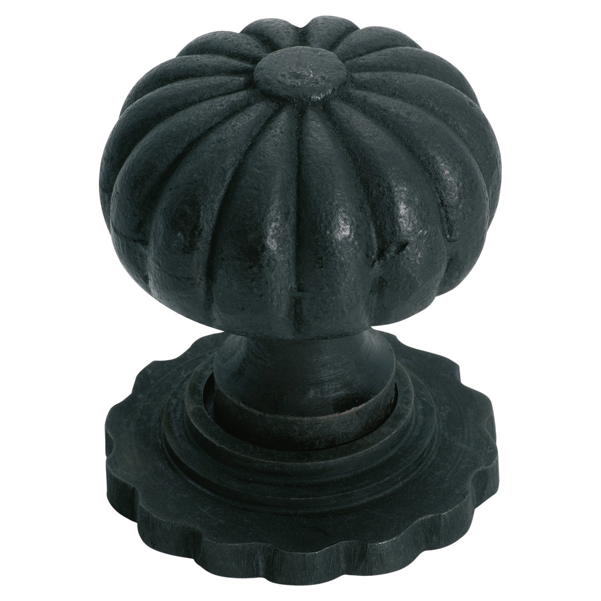3.8cm Fluted Cupboard Knob w/Backplate, Atq Finish, Antique Finish