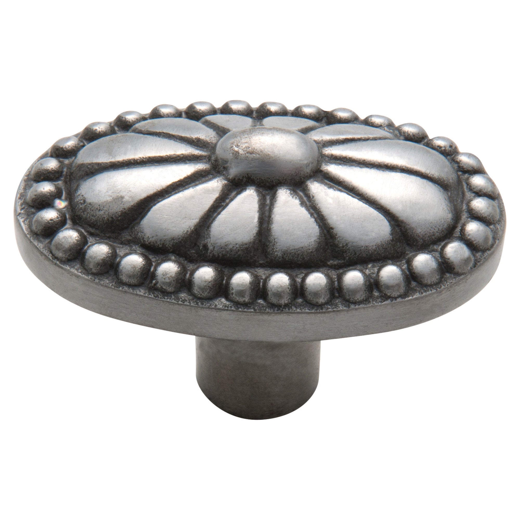 Fluted Oval Cupboard Knob, Polished Metal