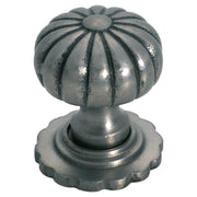 3.2cm Fluted Cupboard Knob w/Backplate, Polished M, Polished Metal