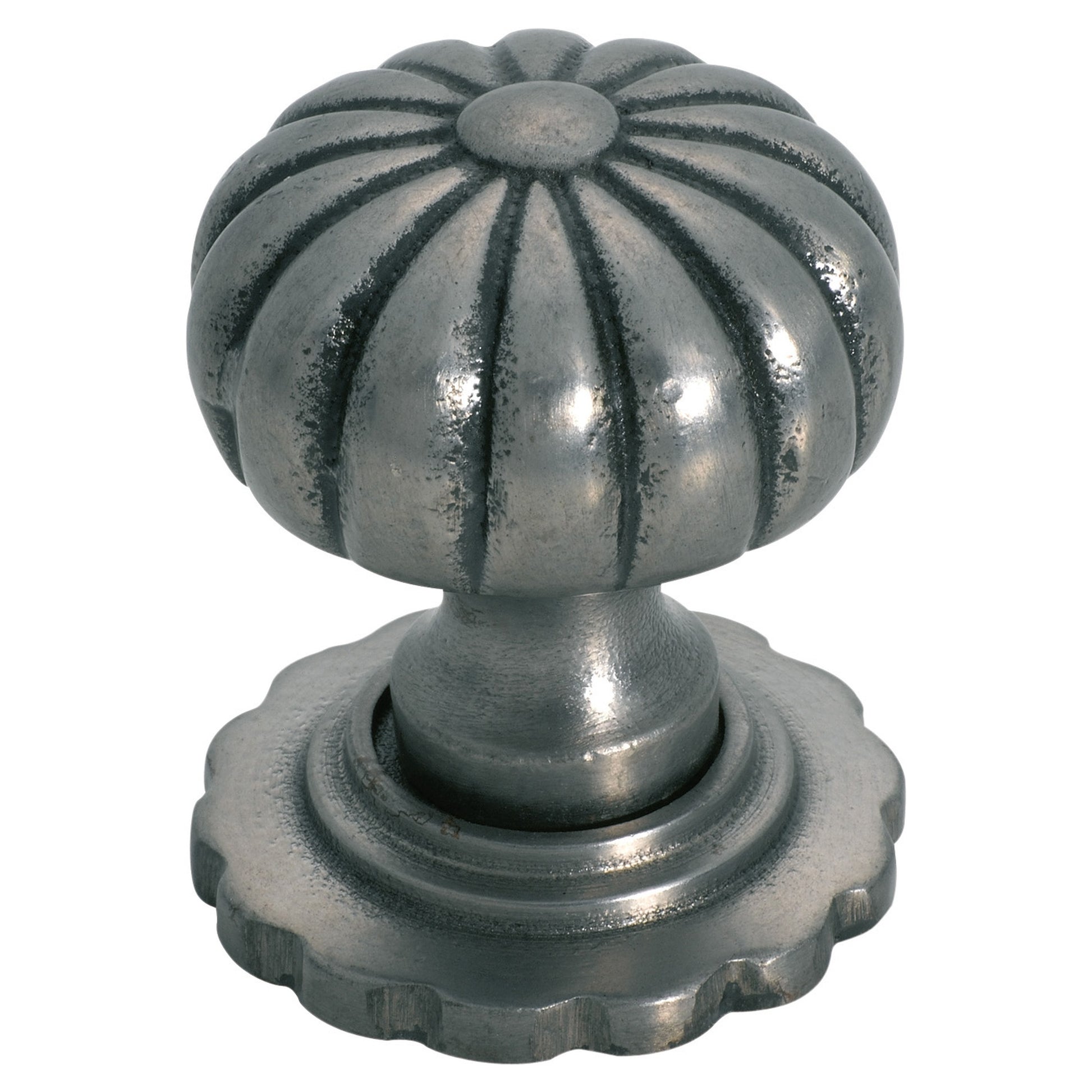 3.2cm Fluted Cupboard Knob w/Backplate, Polished M, Polished Metal