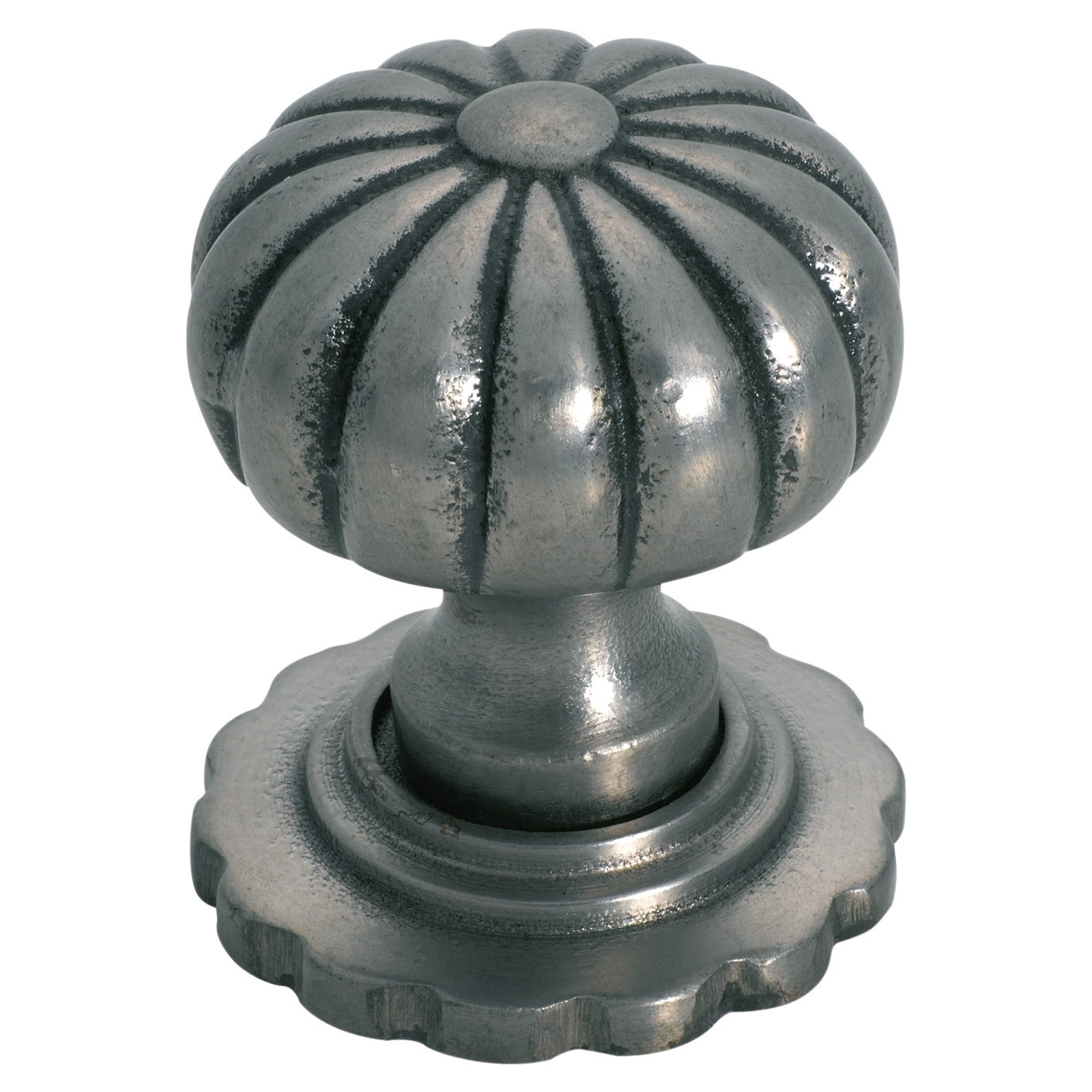 3.2cm Fluted Cupboard Knob w/Backplate, Polished M, Polished Metal