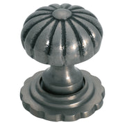 3.8cm Fluted Cupboard Knob w/Backplate, Polished M, Polished Metal