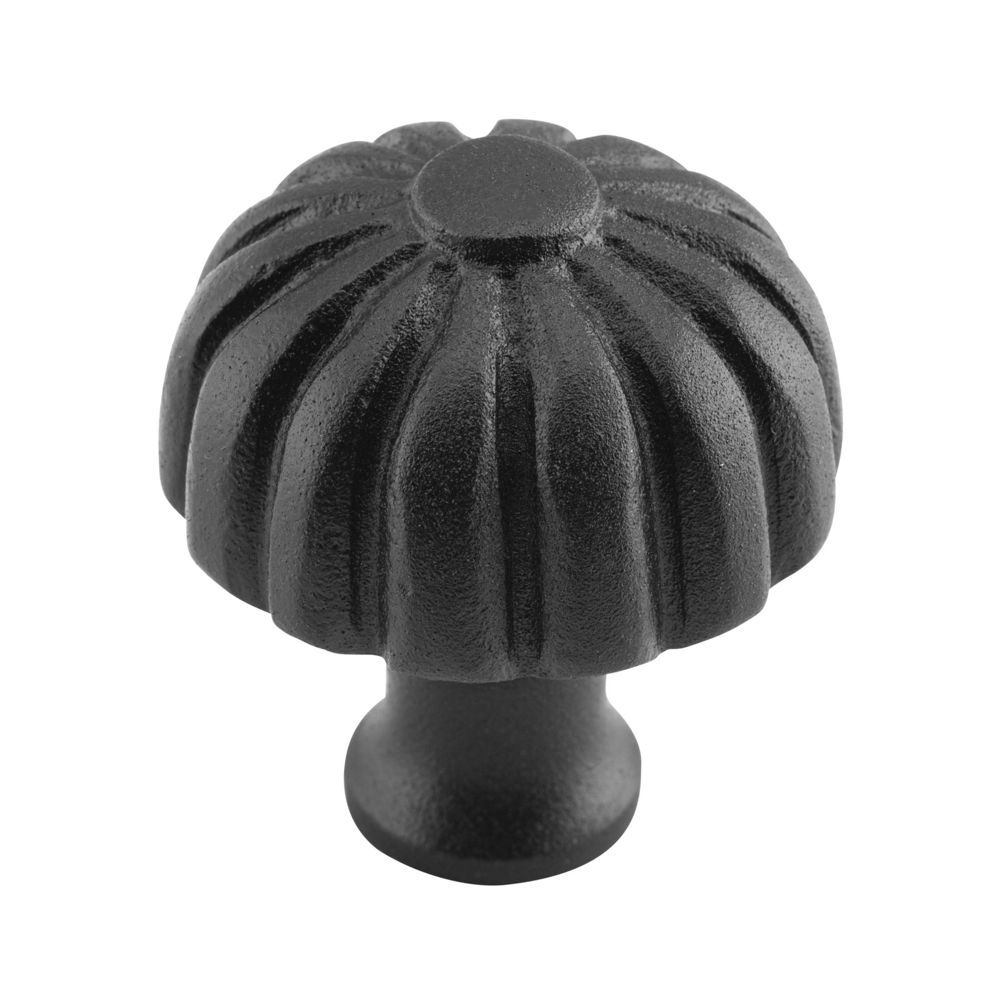 Fluted Cupboard Knob D38xP42mm, Matt Black