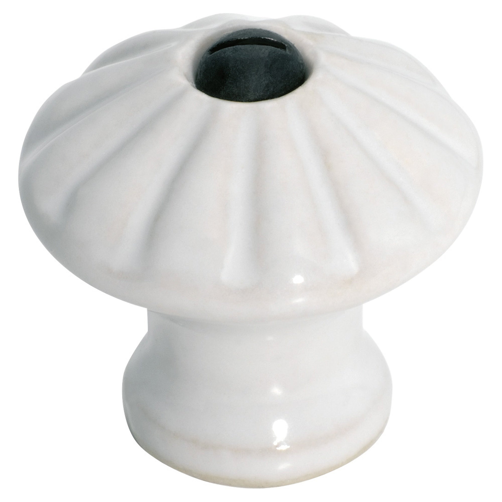 3.5cm Fluted Porcelain Cupboard Knob, White
