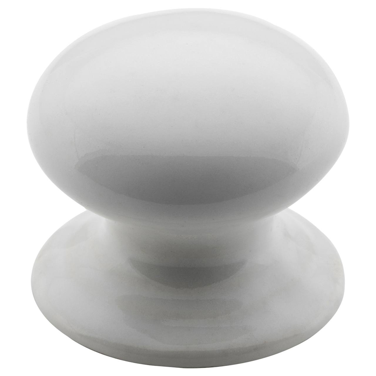 3cm Porcelain Cup. Knob w/Bevelled Backplate, WH