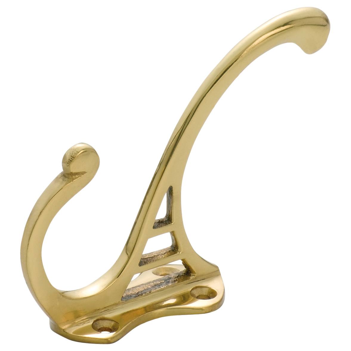 9.5cm Nouveau Hat & Coat Hook, Polished Brass