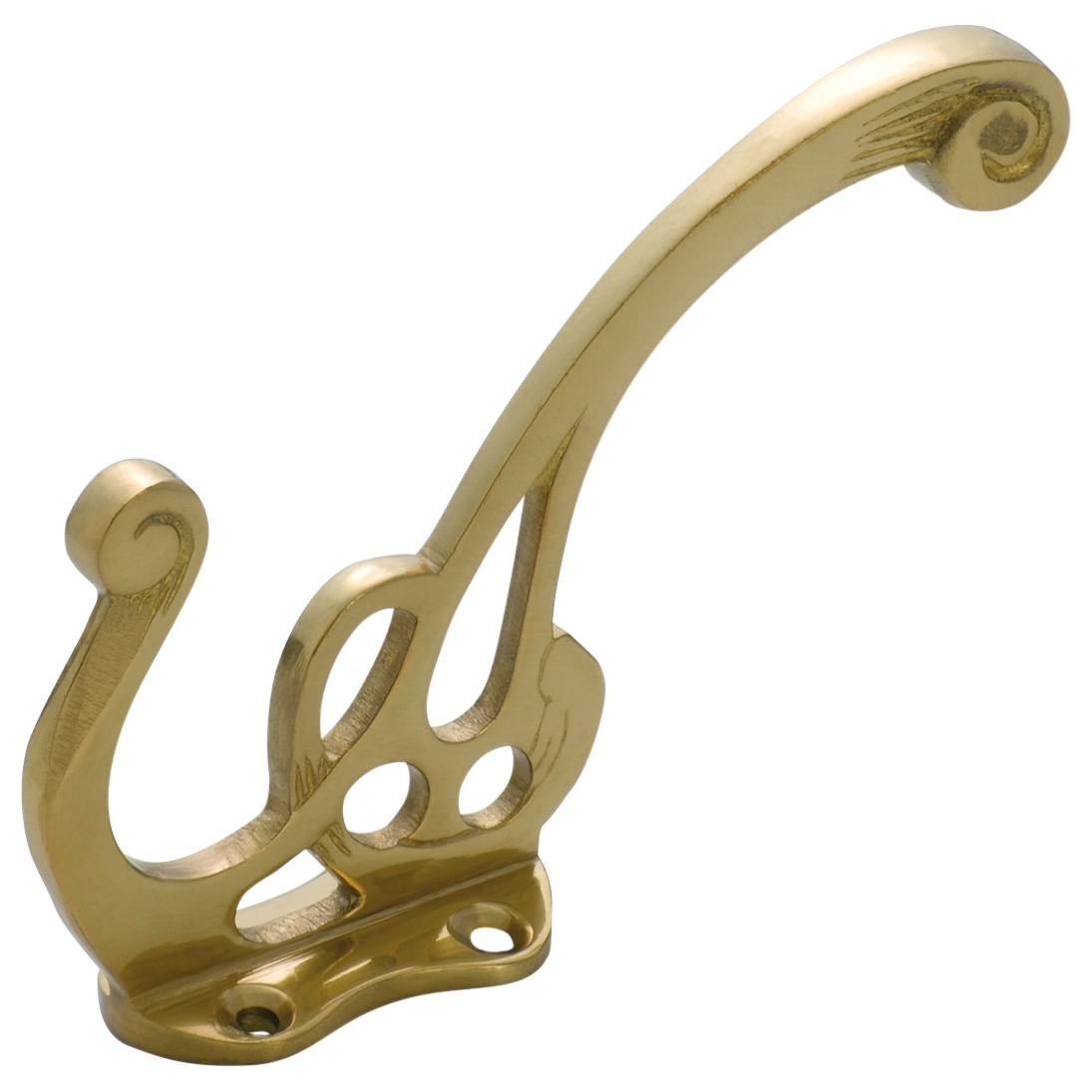 Fancy Hat & Coat Hook, Polished Brass