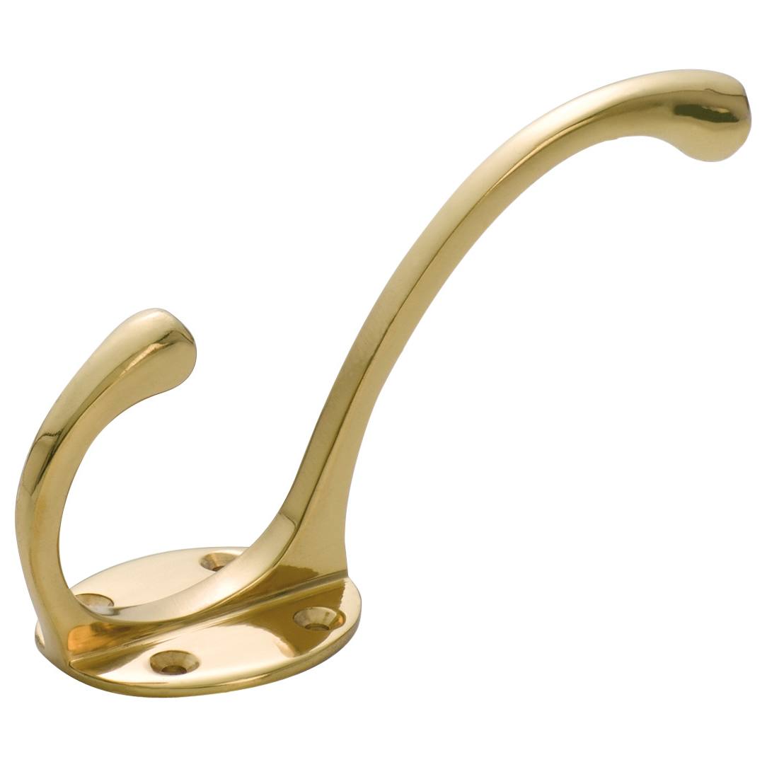 12.5cm Plain Hat & Coat Hook, Polished Brass