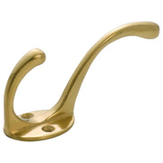 11cm Plain Hat & Coat Hook, Polished Brass