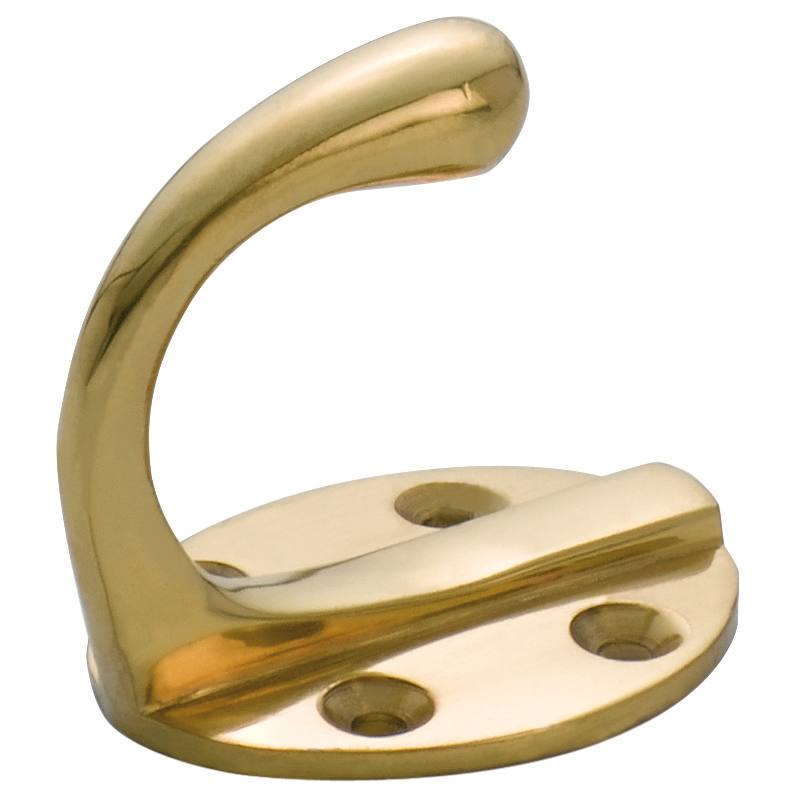 Single Robe Hook, Polished Brass
