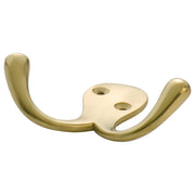 Plain Double Robe Hook, Polished Brass