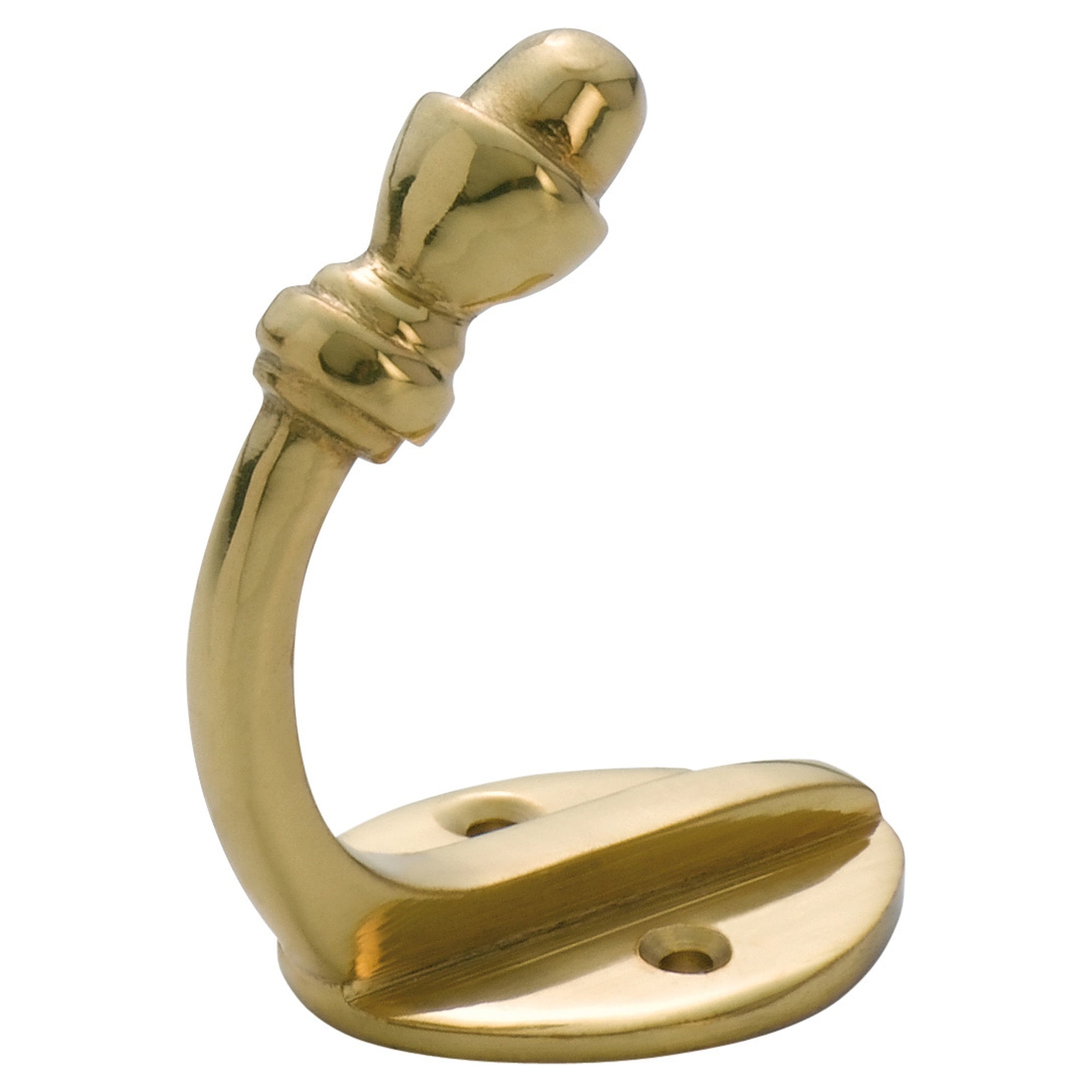 Decorative Single Robe Hook, Polished Brass